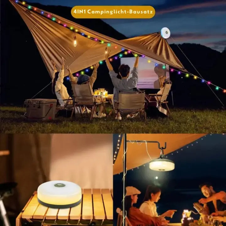 4-in-1 Multifunktions-Campinglicht – Licht, Strom & Komfort