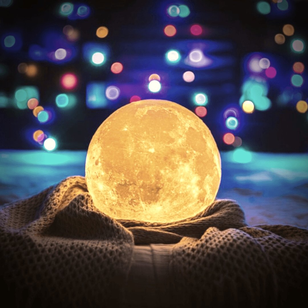 Mondlampe mit Touch-Steuerung und Holzständer