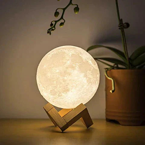 Mondlampe mit Touch-Steuerung und Holzständer