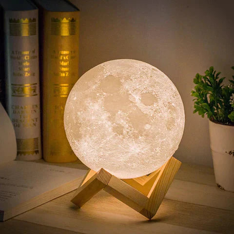 Mondlampe mit Touch-Steuerung und Holzständer