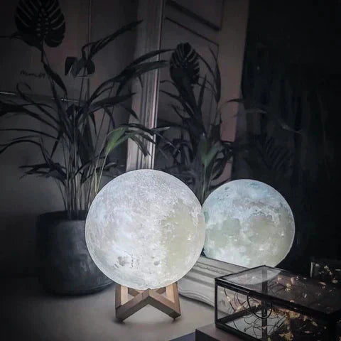 Mondlampe mit Touch-Steuerung und Holzständer