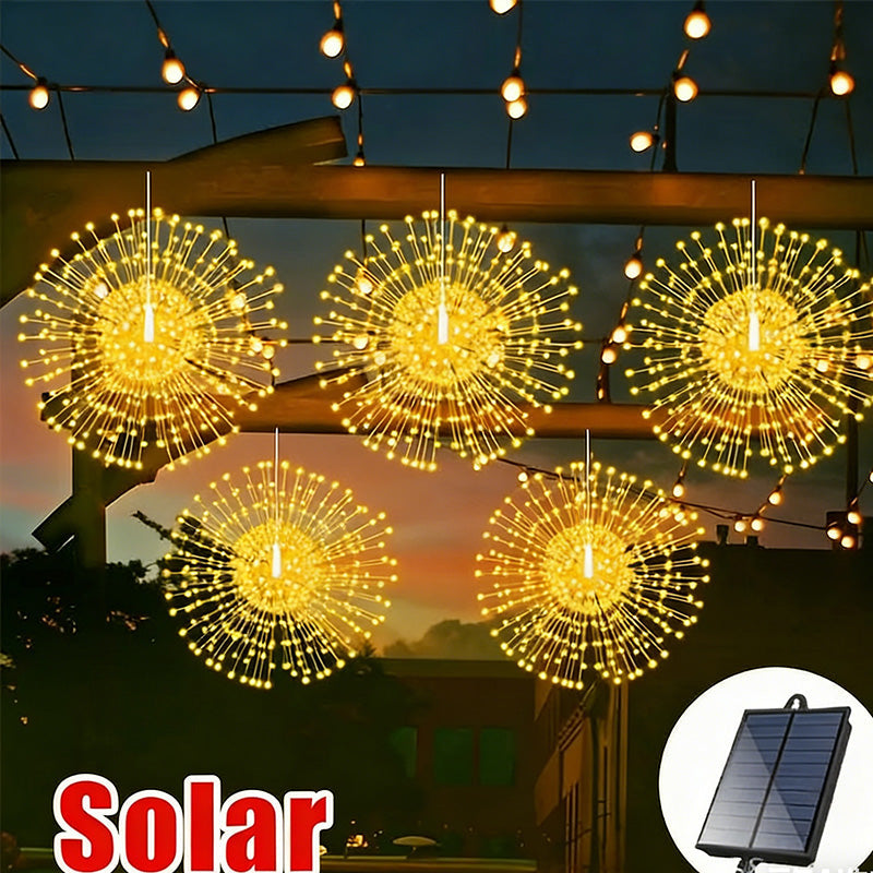 Solar-Feuerwerkslichter mit 200 LEDs - Warmweiß, Weiß, Bunt