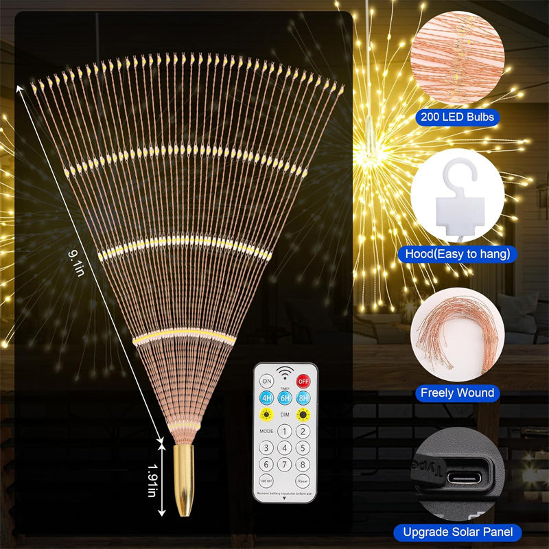 Solar-LED-Gartenlichter – Feuerwerkseffekt, ohne Kabel