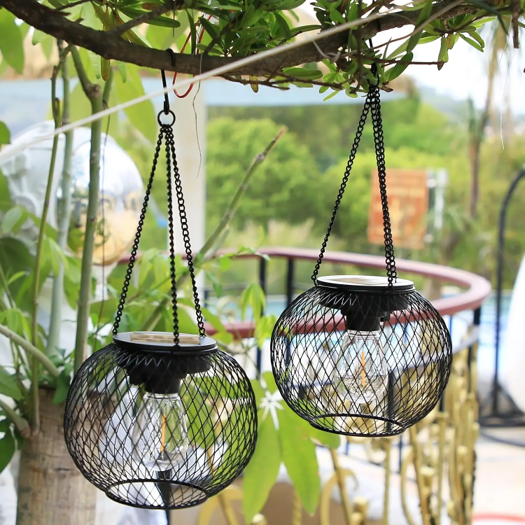 Solar-Gartenlaterne mit Metallgitter - Retro Design
