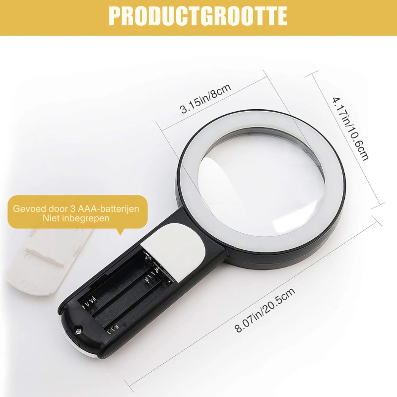LED-Handlupe – 85 mm Glaslinse, 18 integrierte Leuchten
