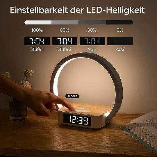 3 in 1 Kabellose Ladebettleuchte mit Wecklicht