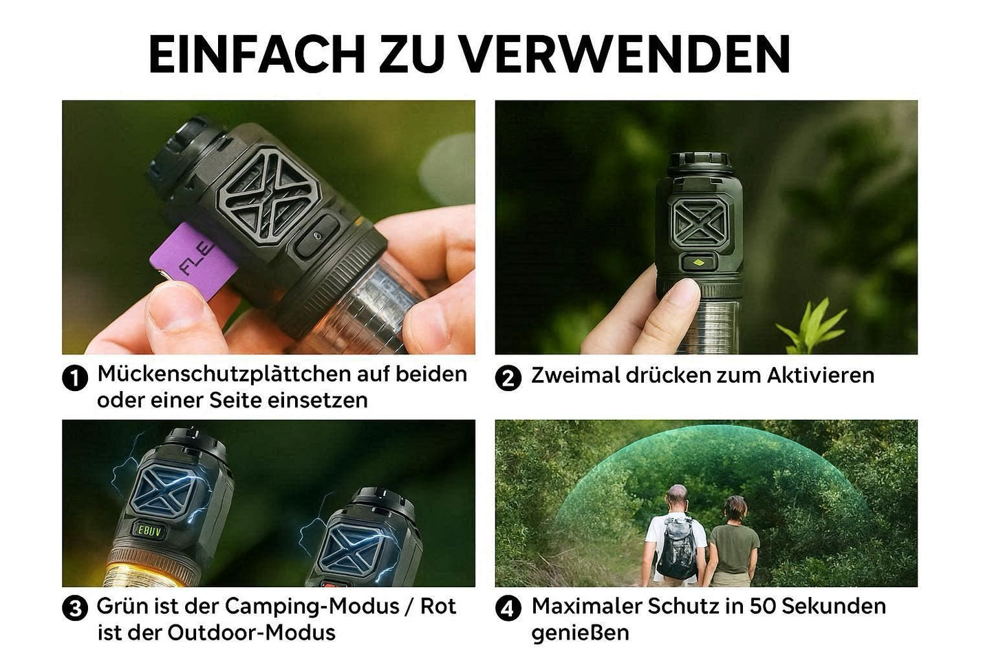 2-in-1 Mückenschutz & Licht | Intelligente Outdoor-Verteidigung