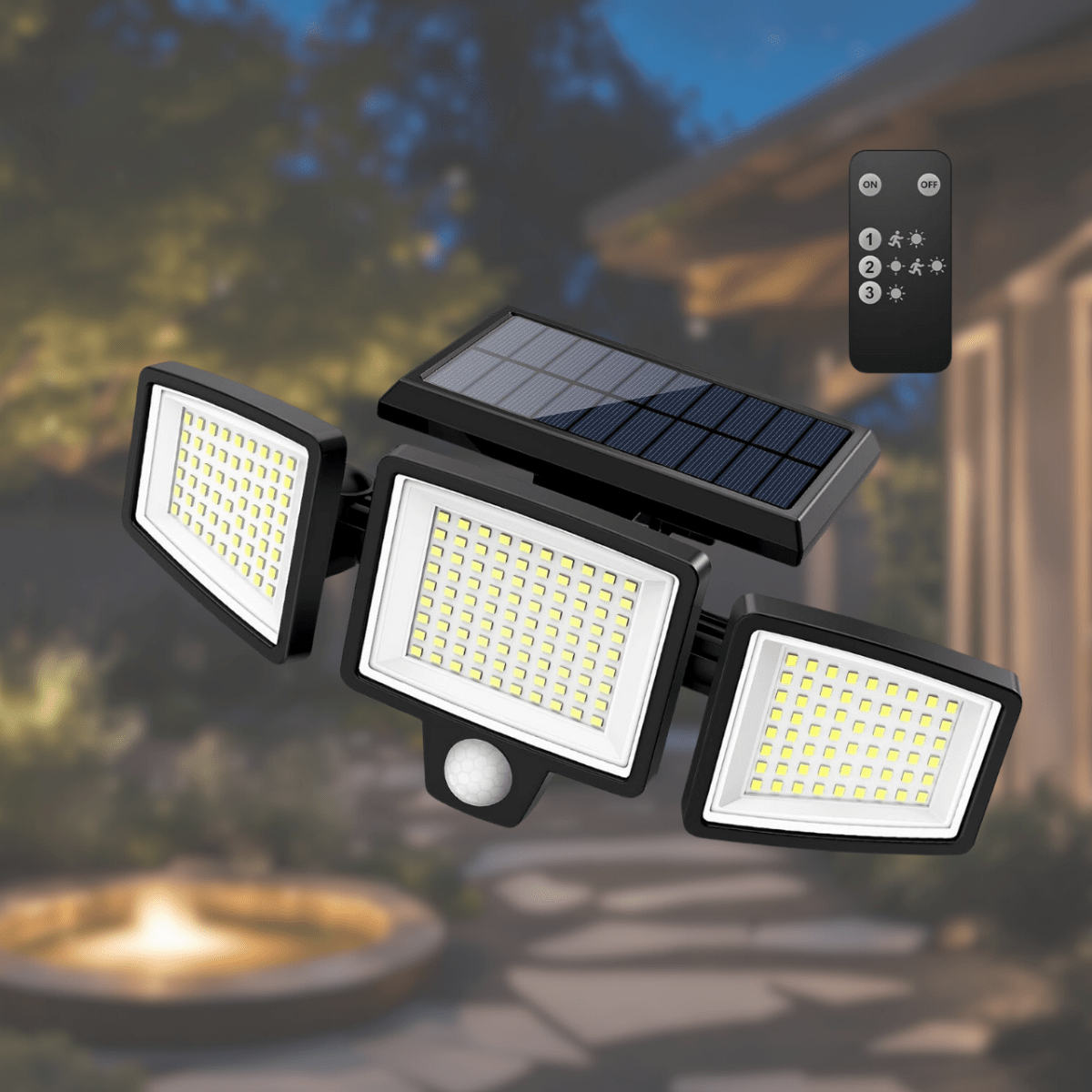 Solar-Sicherheitsleuchte mit 3 verstellbaren Köpfen