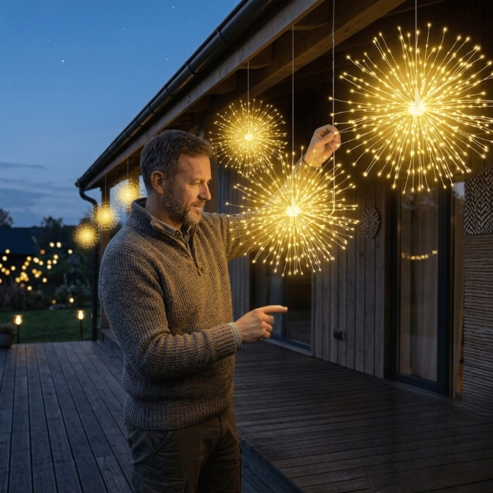 Solar-Feuerwerkslichter mit 200 LEDs - Warmweiß, Weiß, Bunt