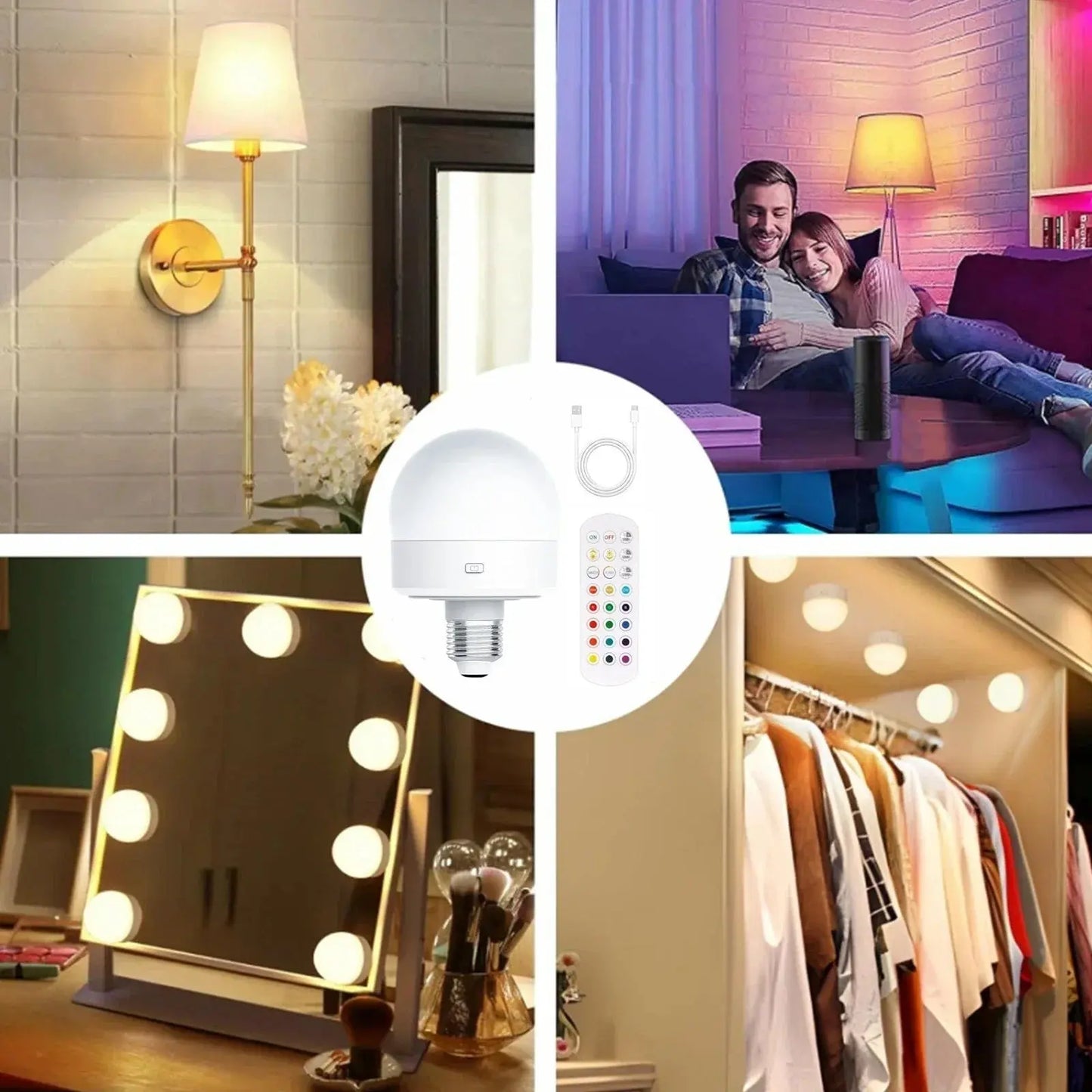 Wiederaufladbare RGB-LED-Lampe E27 mit Fernbedienung – Ganz ohne Kabel