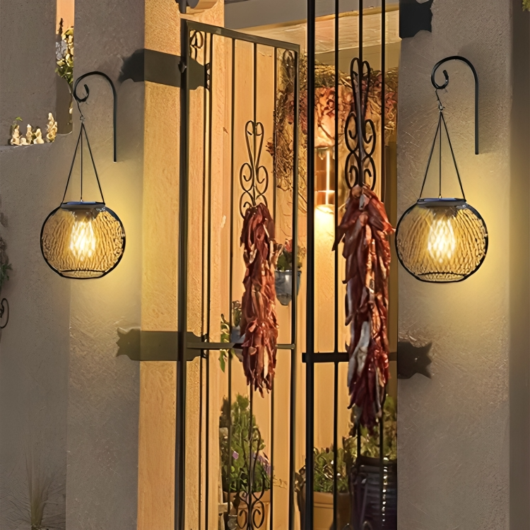 Solar-Gartenlaterne mit Metallgitter - Retro Design