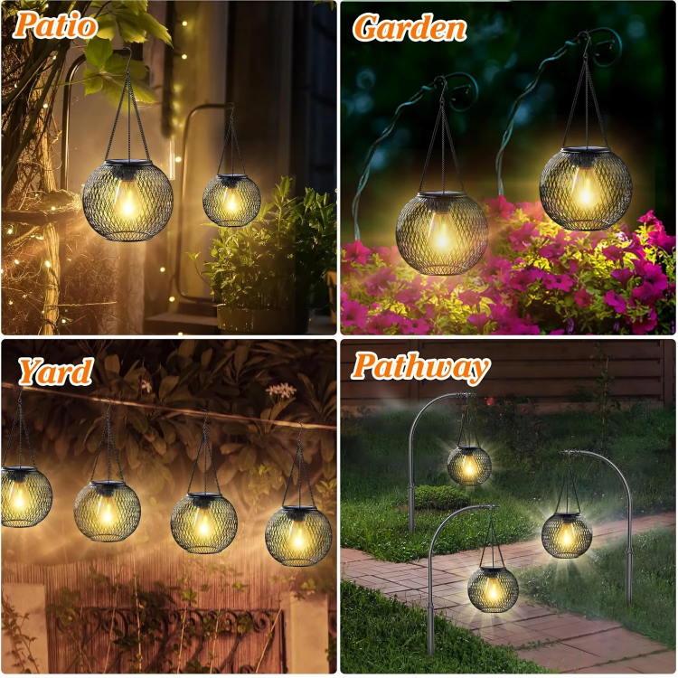 Solar-Gartenlaterne mit Metallgitter - Retro Design